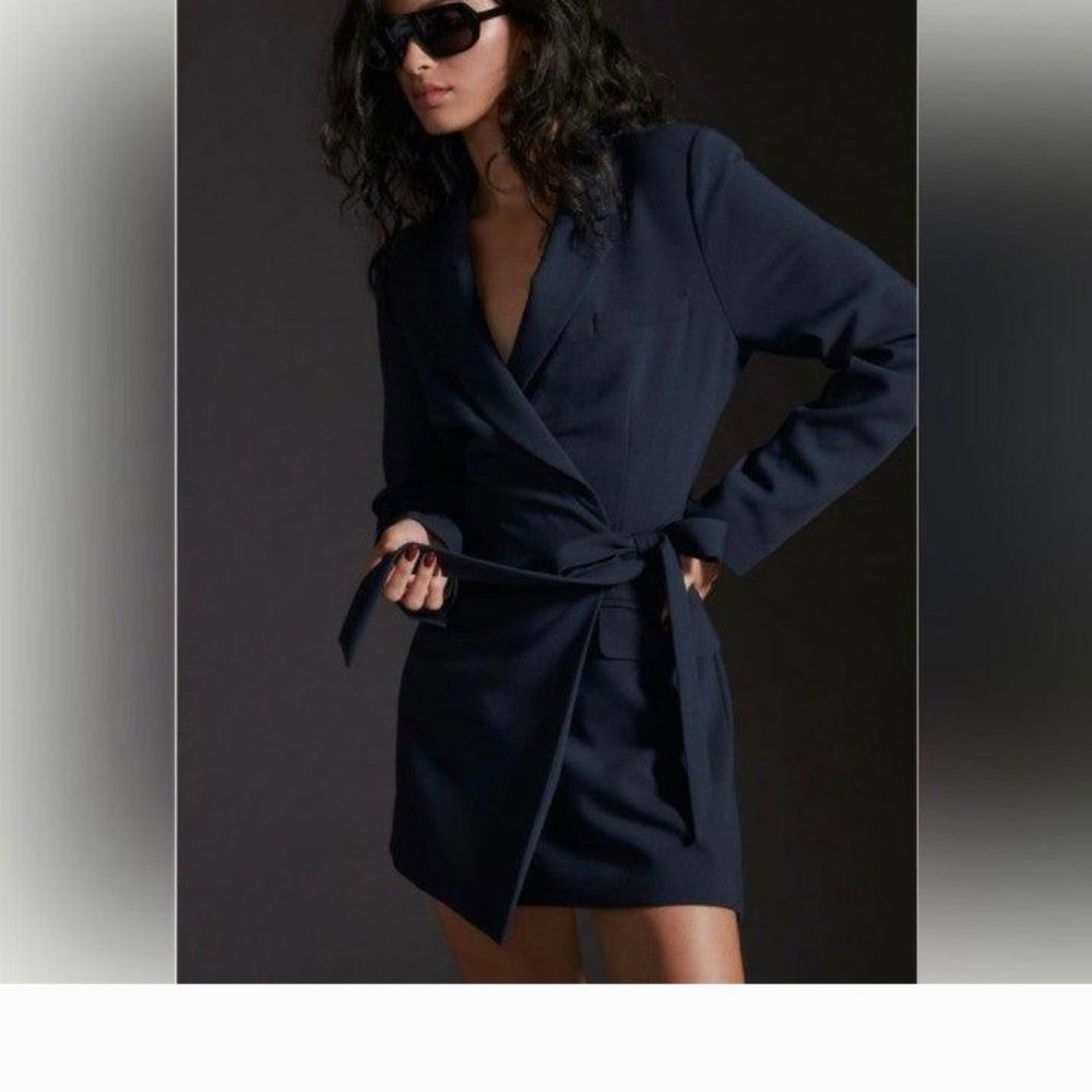 Anthropologie Black Blazer Tie Open Back Dress - 6